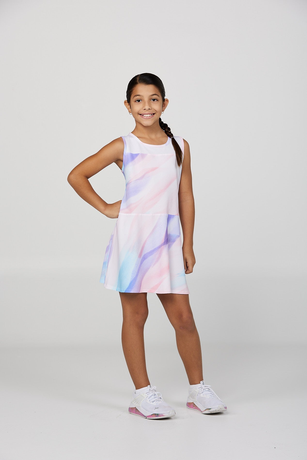 Sofibella Girls' Tennis and Golf Apparel, girl in tennis dress.