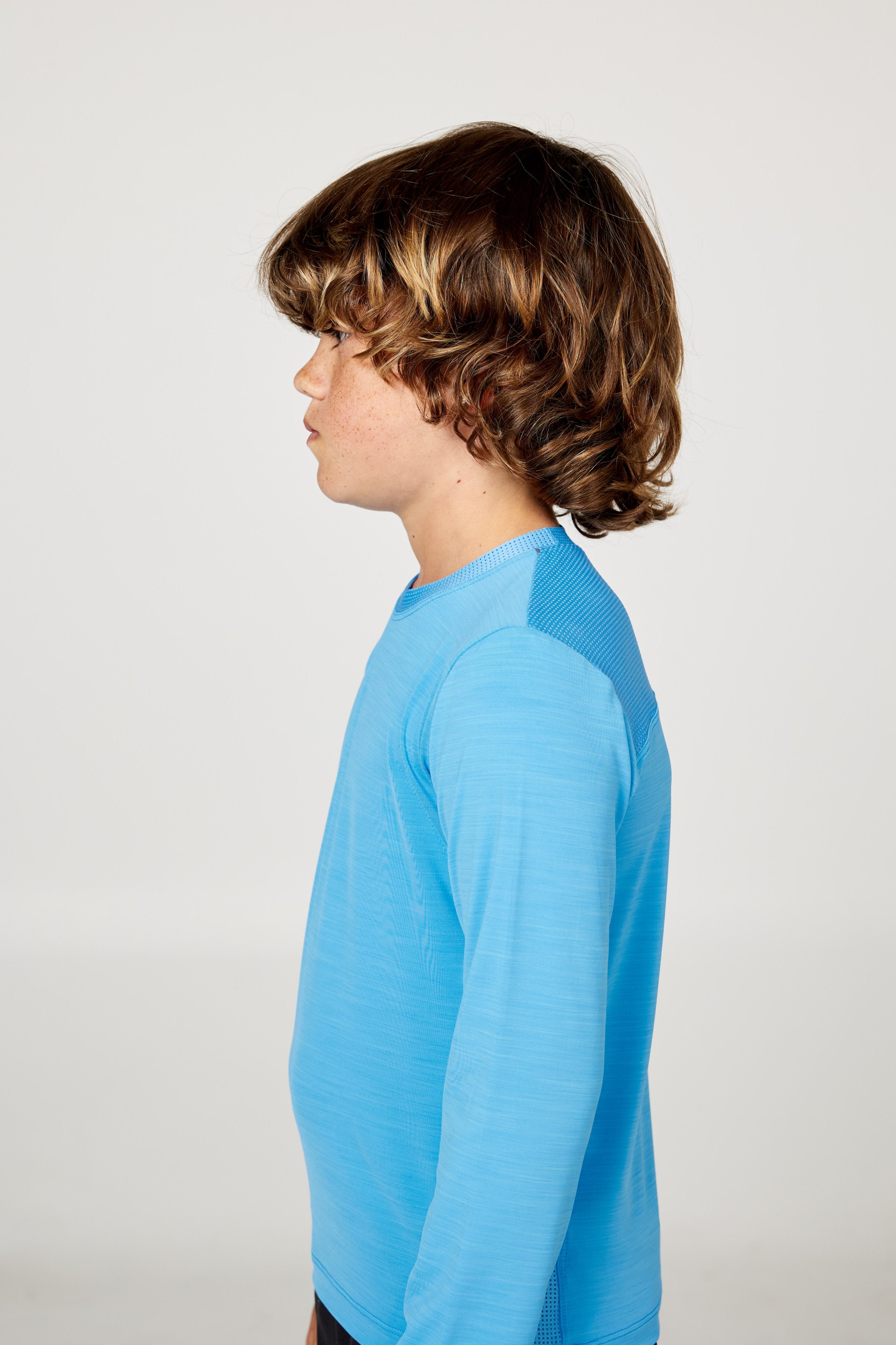 Perfect Volley Boy's Turquoise Long Sleeve Tennis Top by Sofibella, side view