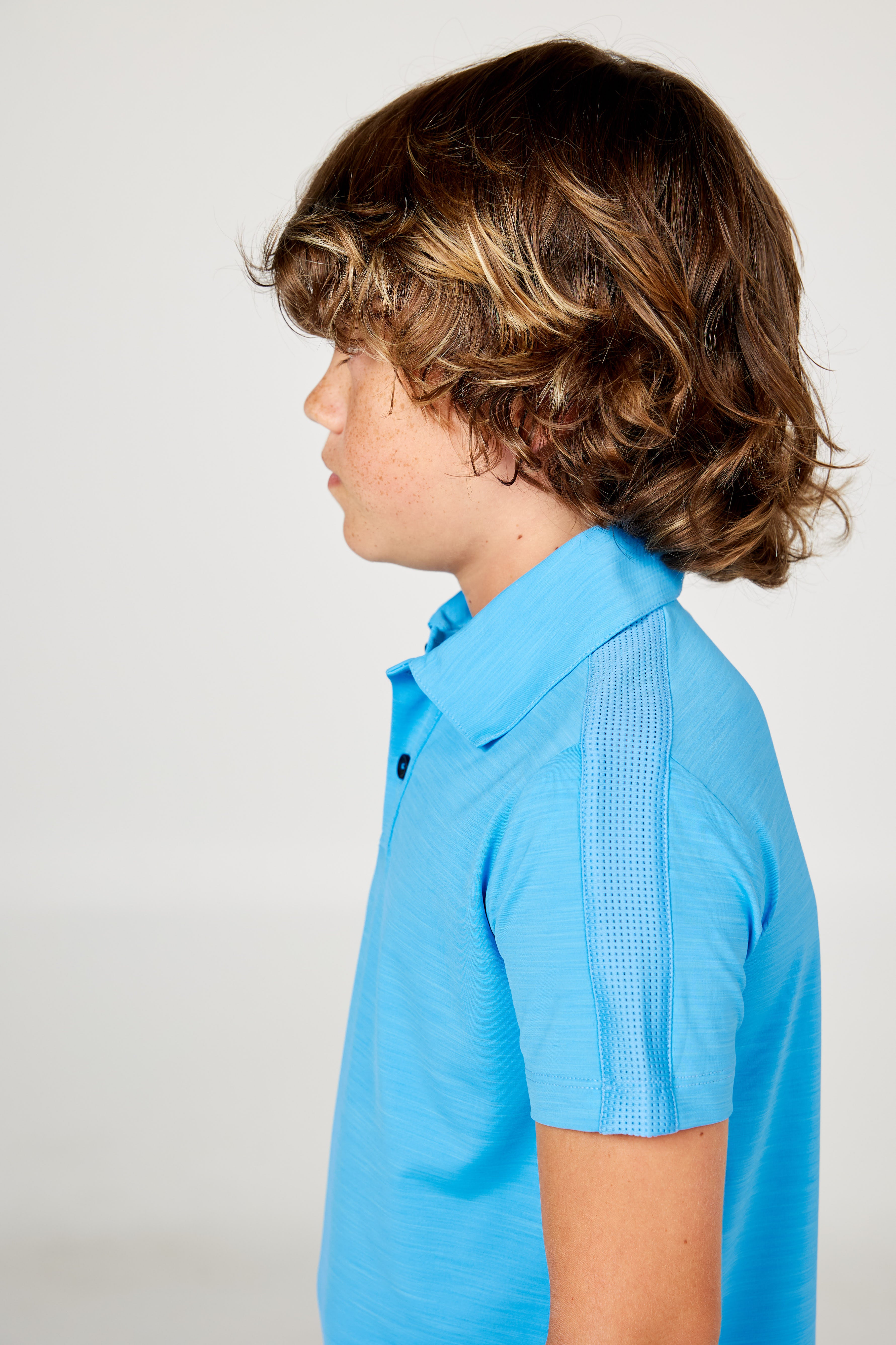 Perfect Volley Turquoise Boy's Short Sleeve Polo  Tennis Top by Sofibella, side view