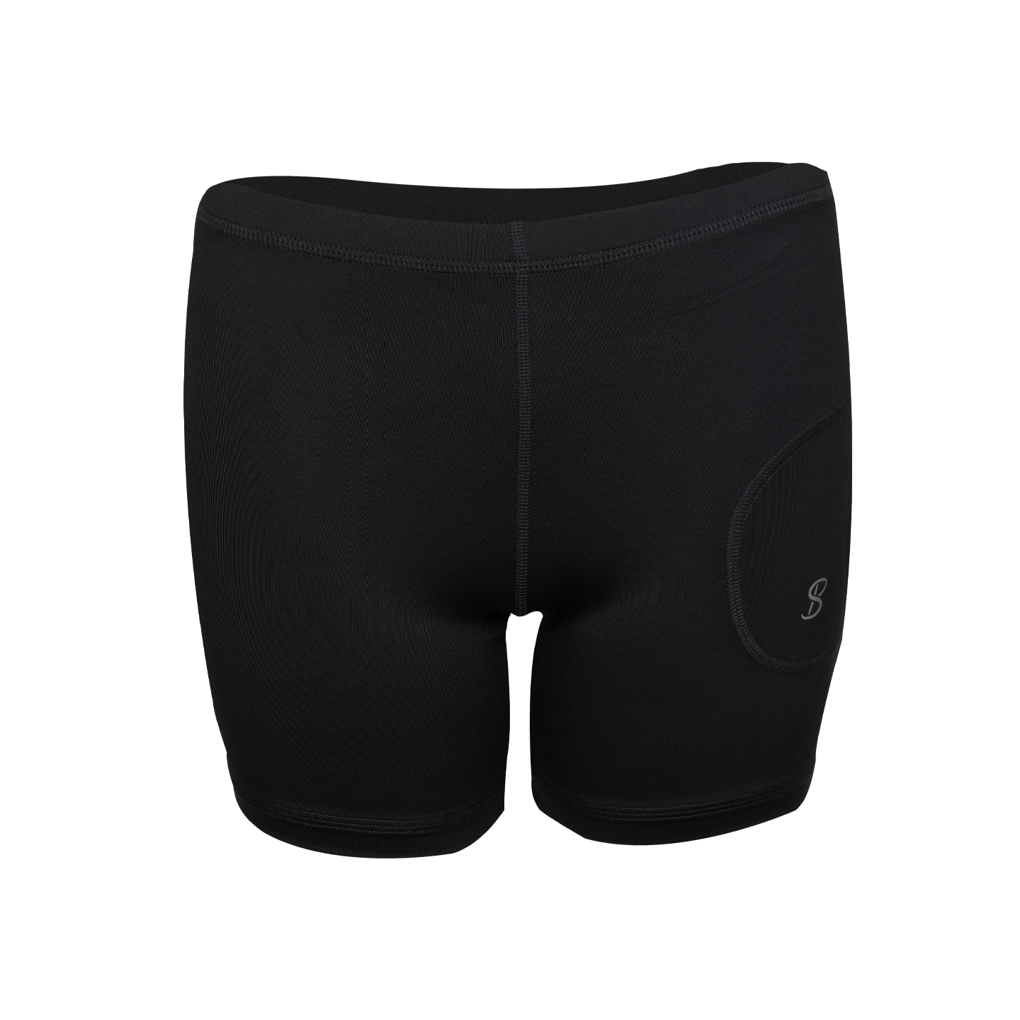 Women's Sport Black Shorties with 5" Inseam by Sofibella. Front view