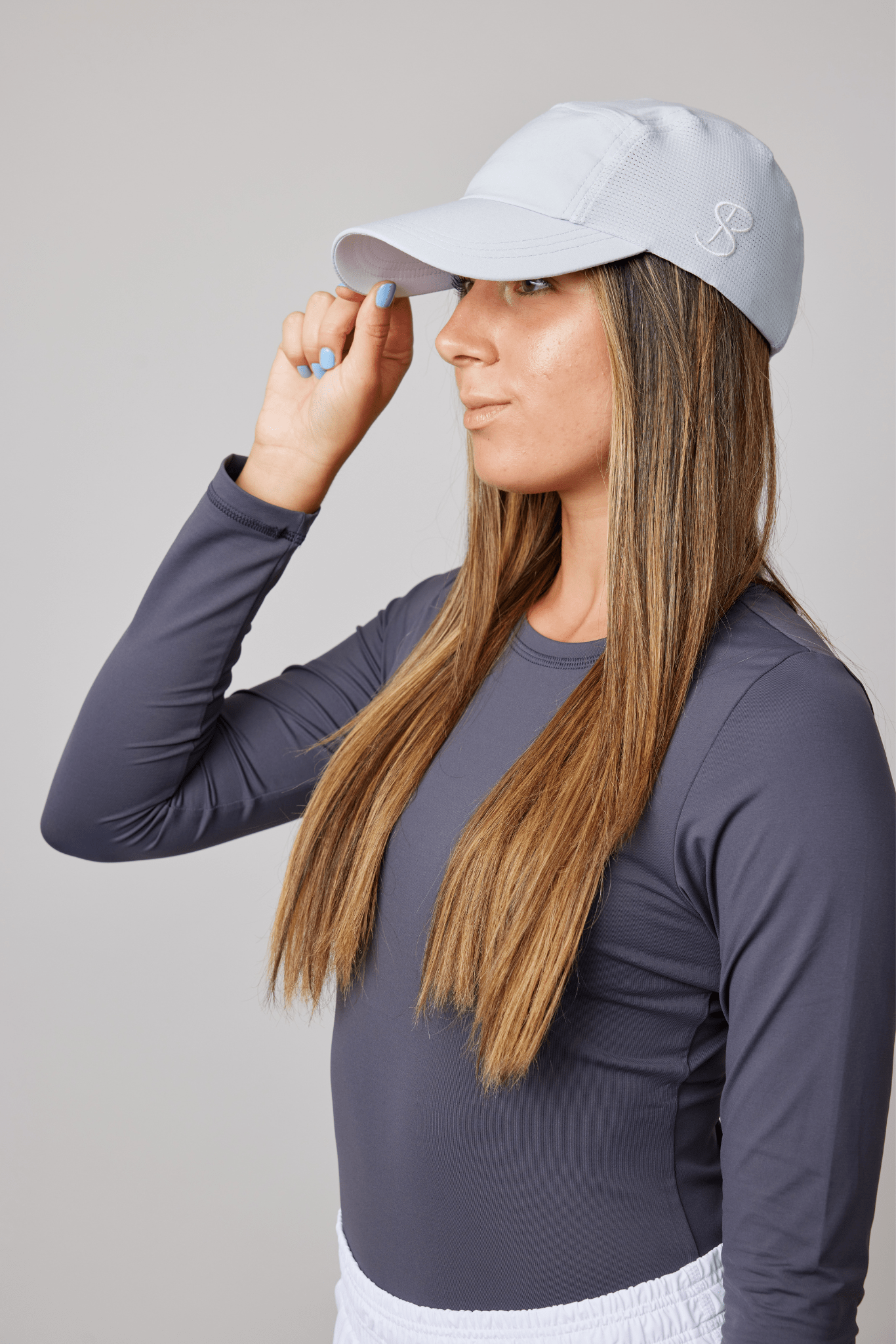 White Tennis Snap Cap with UV Protection by Sofibella, side view
