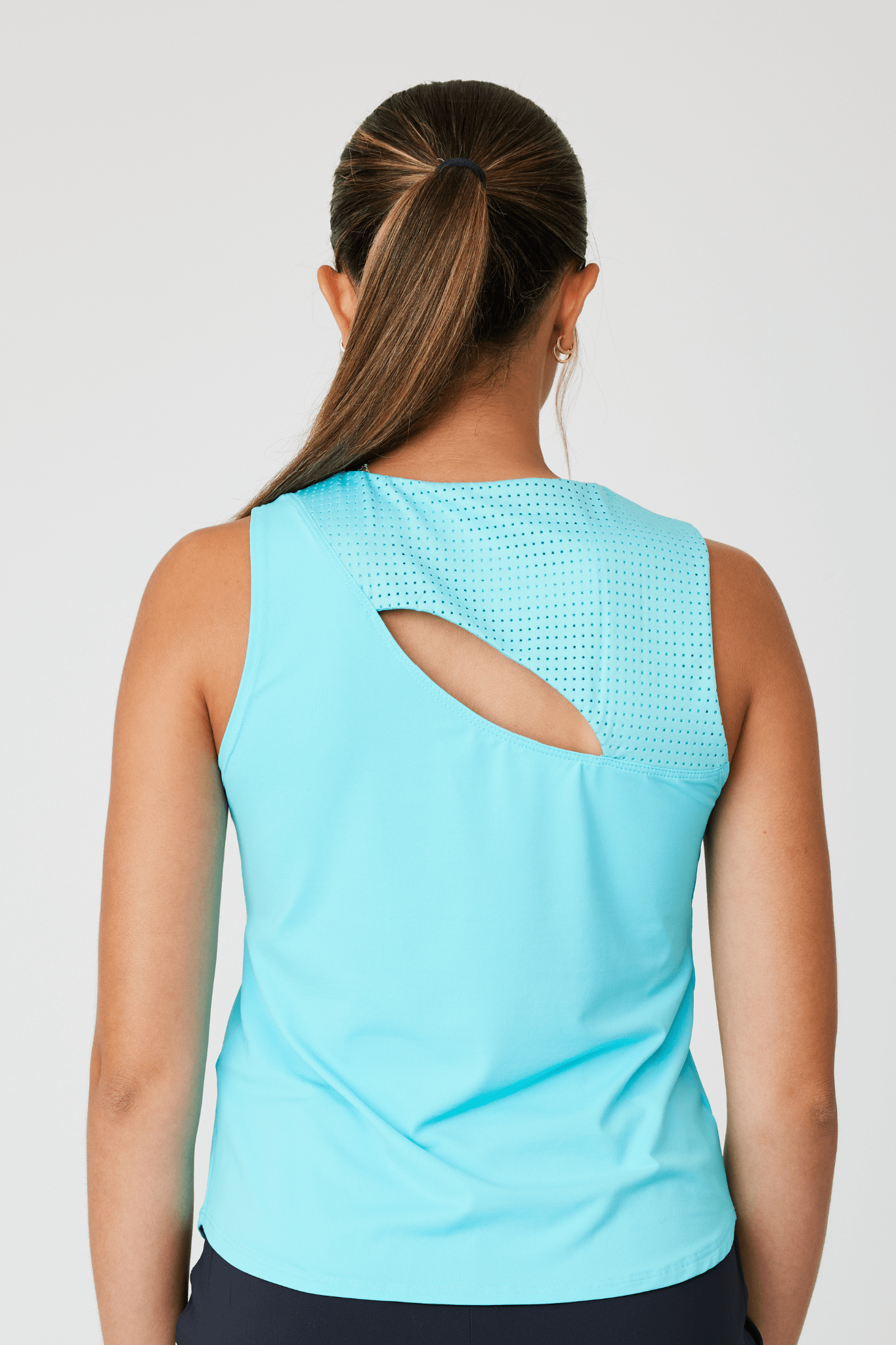 Women's Isla Bonita Tennis and Golf Tank Top by Sofibella, blue color back detail