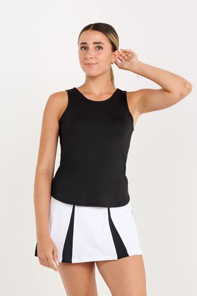 Women's Black Twist Back Tennis Tank Top by Sofibella