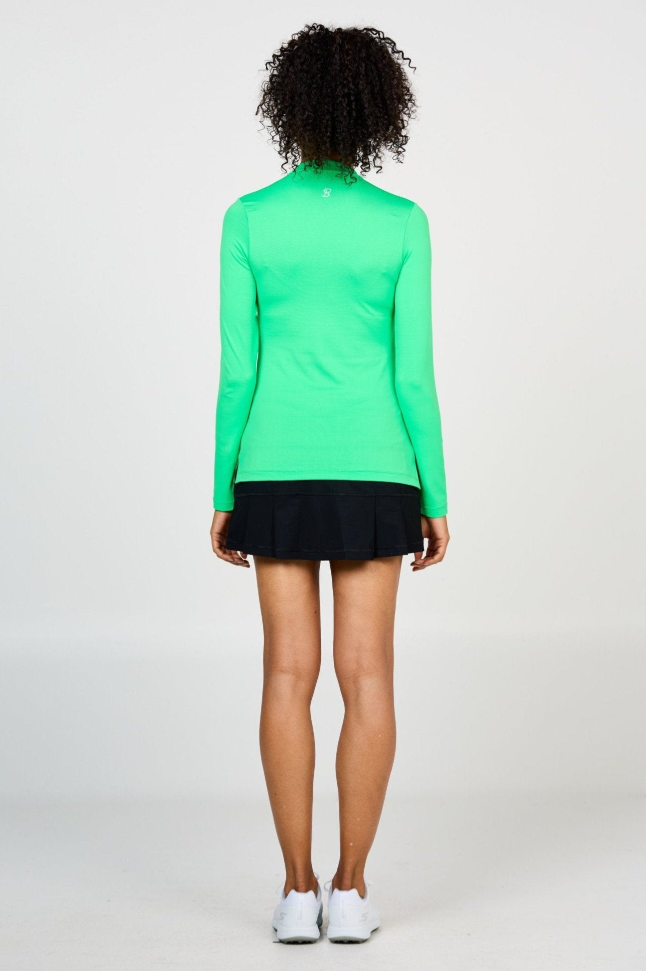 Women's Long Sleeve Golf Top with Zipper by Sofibella, sprout color, back view